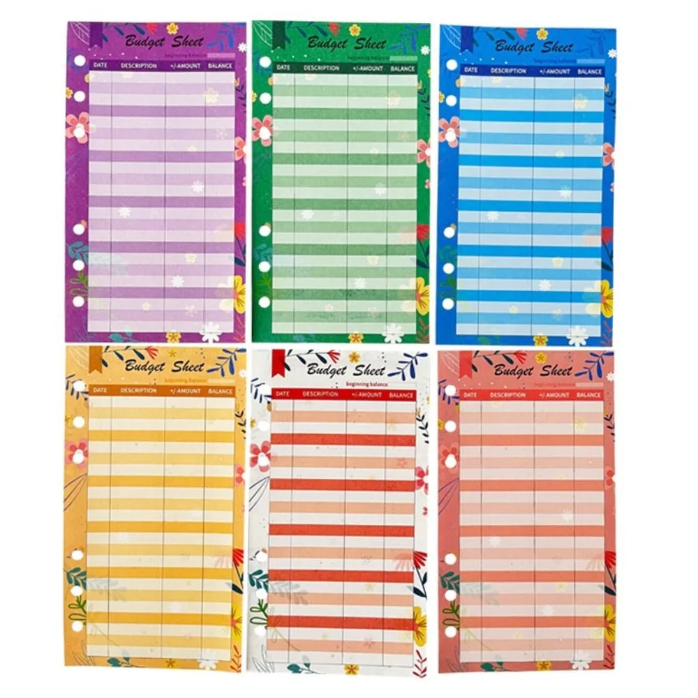 12Sheets A6 Inside Loose Leaf Refill Paper Colourful Leaf Inner Refill Spiral Binder Paper 6-hole Indexing Cards
