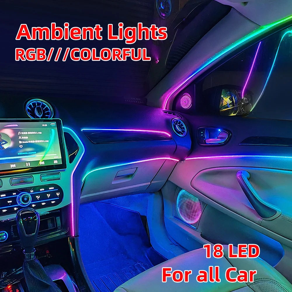 Universal Style Colorful RGB Symphony Car Ambient Interior LED Universal Multiple Modes Decoration Atmosphere Lights App Control