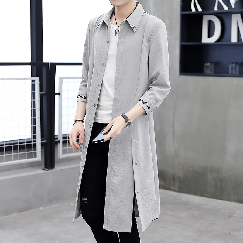 

Men's Cardigan Long Over-Knee Extra Large Pure Color Windbreaker Trendy Korean Sle Faionable Urban Knitted Sweater Coat