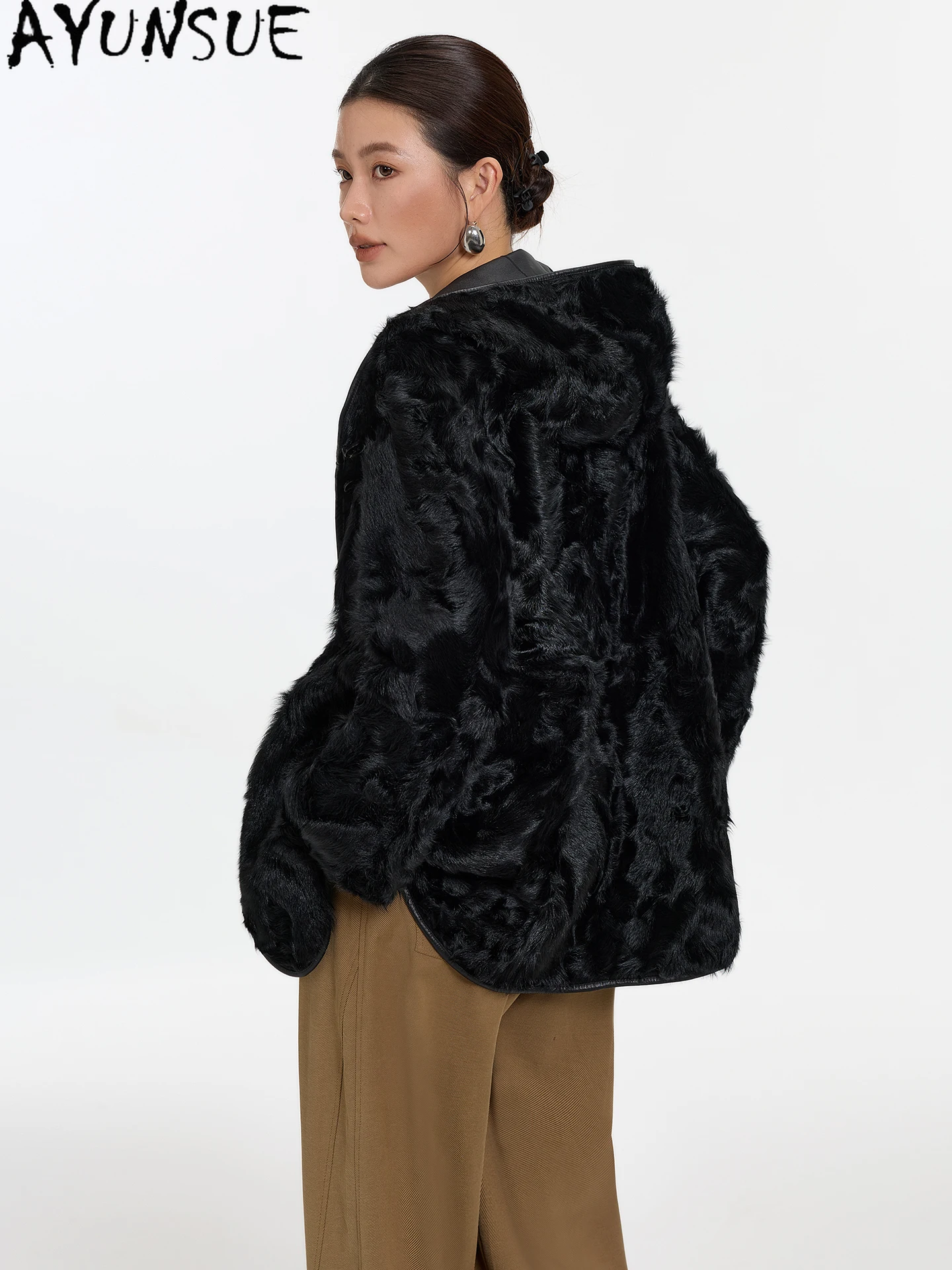 AYUNSUE Natural Sheepskin Fur Coats Genuine Leather Jacket Women 2025 Warm Lamb Wool Winter Clothes Female Fashion Шуба Женская