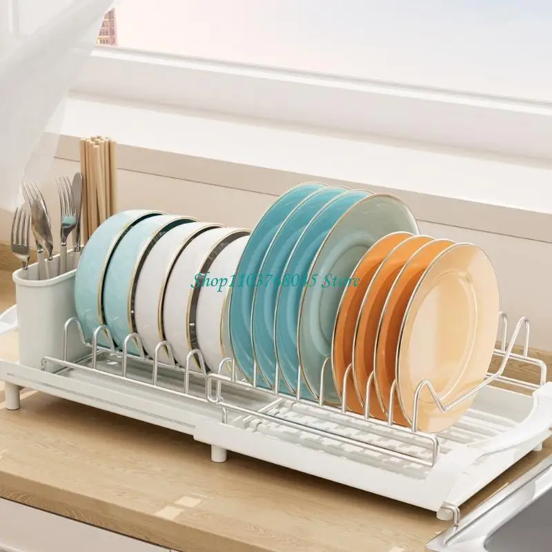 

R53F Customizable Double Layer Metal Dish Rack With Collection Tray Perfect For Tiny Homes And Campers