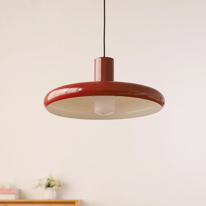 Nordic Red Flying Disc Restaurant Round Pendant Light Modern Creative Living Room Dining Table Home Decor Lighting Chandelier