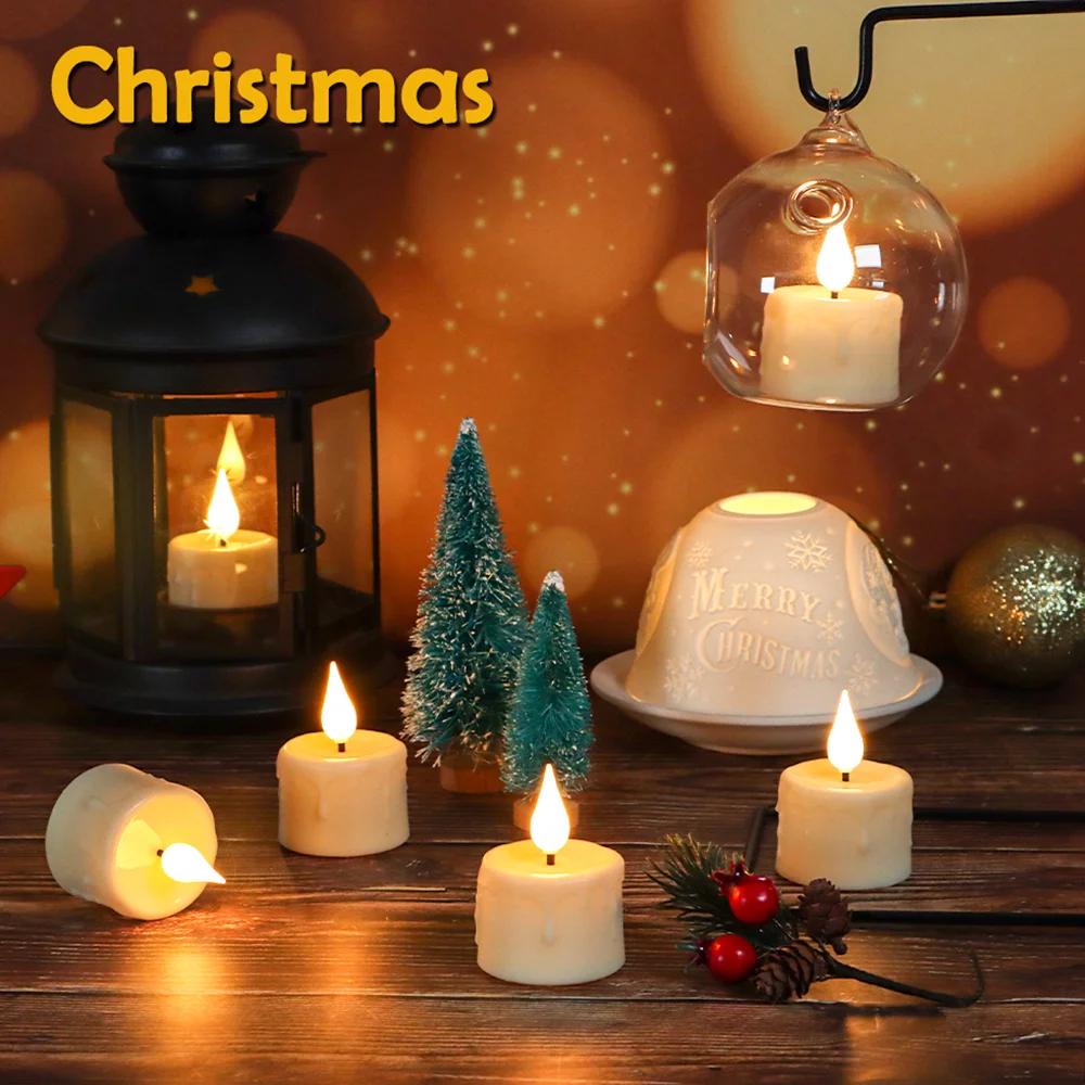 FPOO Rechargeable LED Electronic Candles Flameless Flickering USB Charged Tealight Timed Remote Home Decoration Led Candle Light