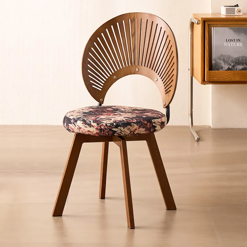 

Ergonomic Shell Backrest 360° Rotating Chair Home Dining Table Study Computer Stool Vanity Seat Leisure Bedroom Living Use
