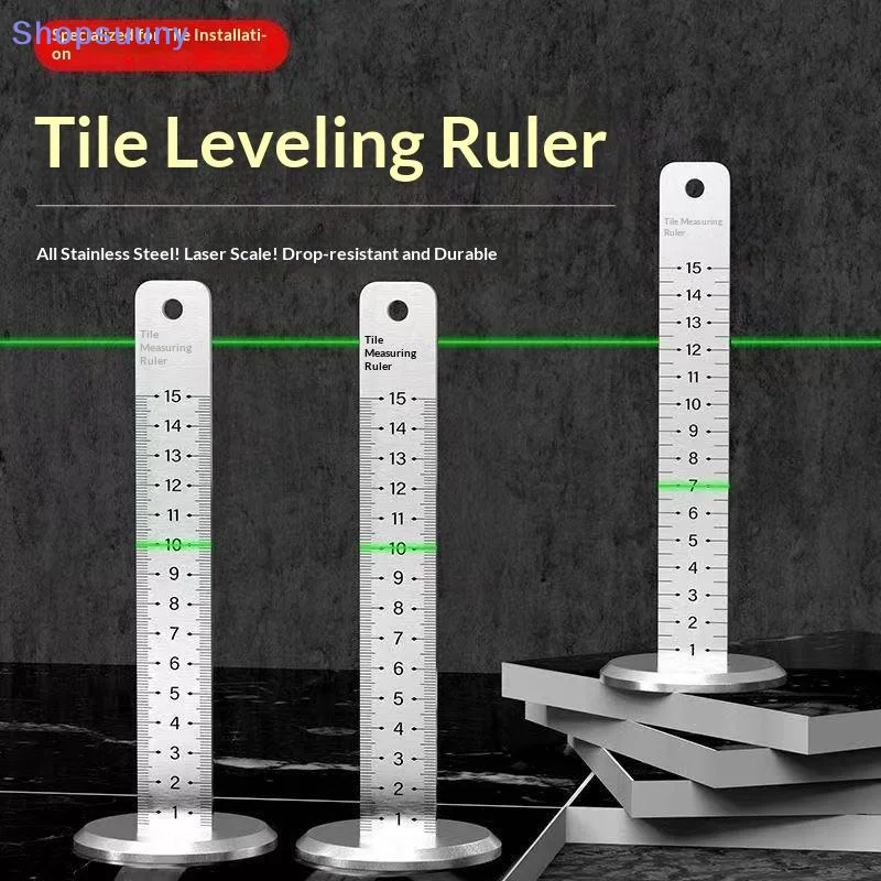 [SU]1Pcs Double-side Precision Scale Equal Height Ruler Practical Multipurpose Stainless Steel Lay Floor Tile Special Ruler[SU]