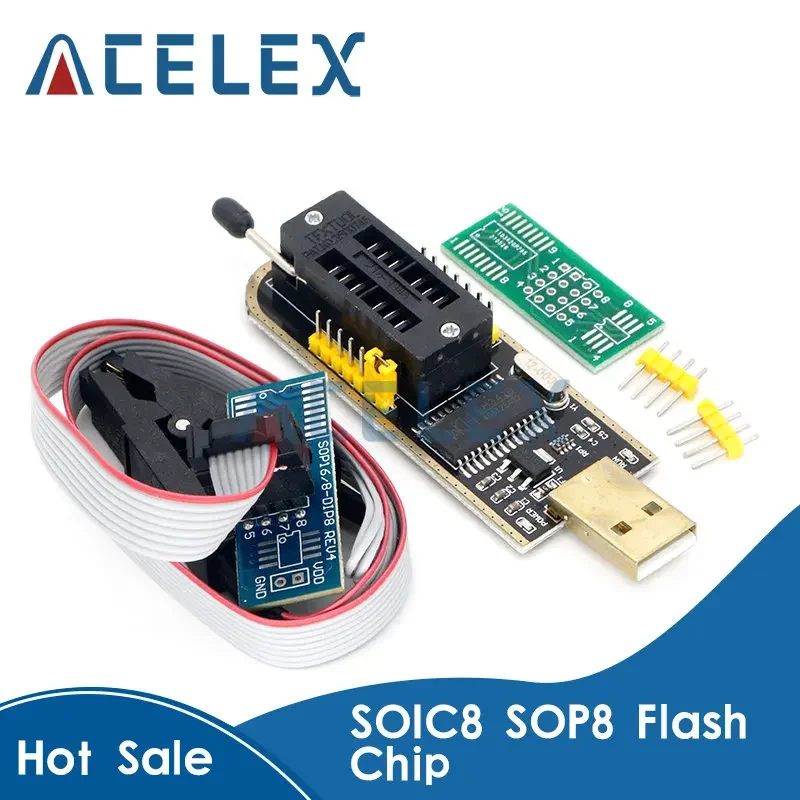 CH341 24 25 Series EEPROM Flash BIOS USB Programmer Module + SOIC8 SOP8 Test Clip For EEPROM 93CXX / 25CXX / 24CXX DIY KIT