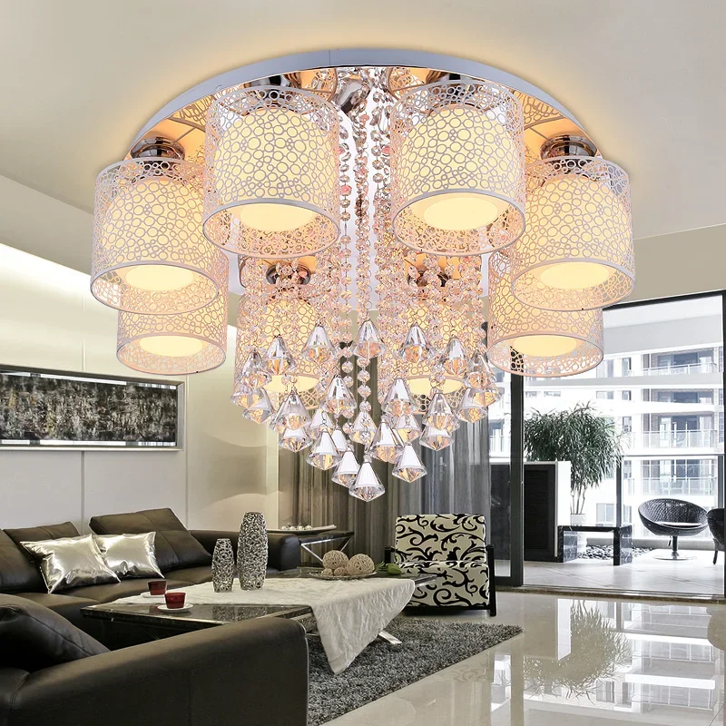 New Round Crystal Ceiling Light For Living Room Indoor Lamp with Remote Controlled luminaria home decoration Free Shipping