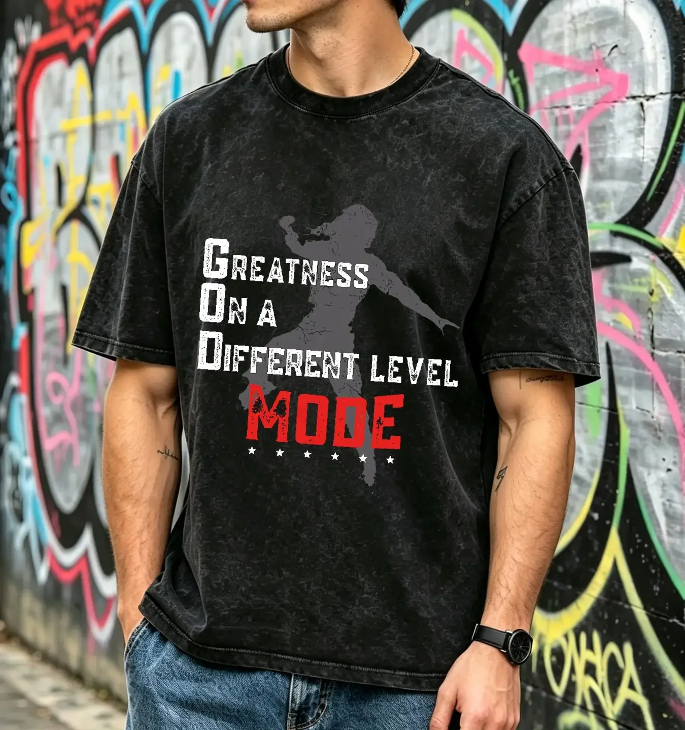 washed T Shirt Greatness On A Different Level Mode Black Cotton S 4XL vintage Washed Versatile Stretched streetwear Breathable