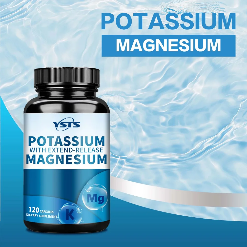 Potassium Magnesium - Support Bone , Muscle Spasms, Beauty, Improve Sleep Quality - 120 Capsules