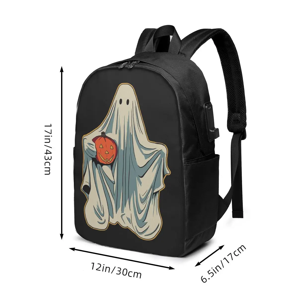 Cute Ghost Take Pumpkin Halloween Backpack Travel Notebook Bag Computer College Student School Bag Laptop Shoulder Bags