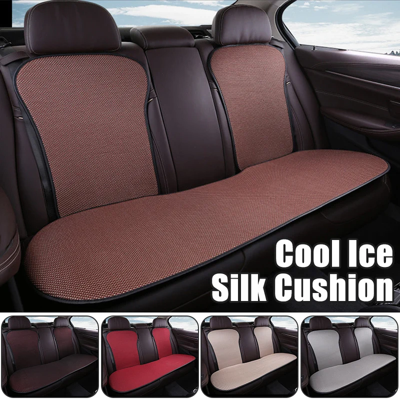 

3PCS Summer Ice Silk Car Seat Cover Single Seat Rear Seat Cushion Cool Breathable Pad Non-slip Interior Universal