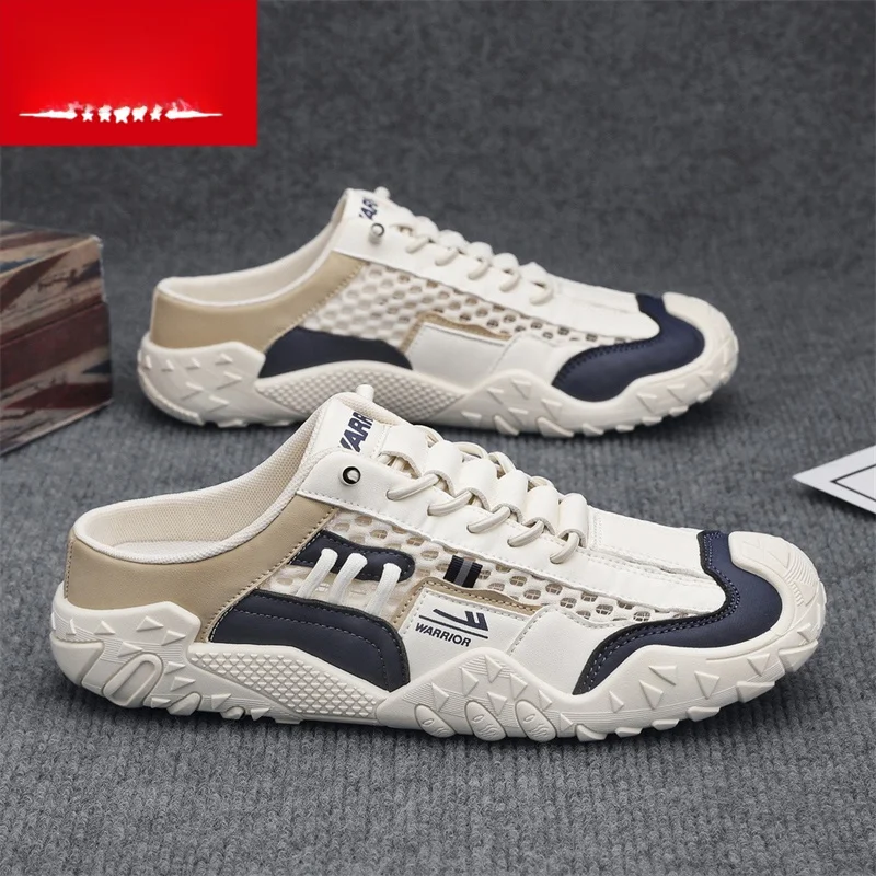 Men's Canvas Shoes Casual Breathable Slip-On Driving Office Low-Top Sneakers round Toe Flat Heel Sport Style Synthetic Material