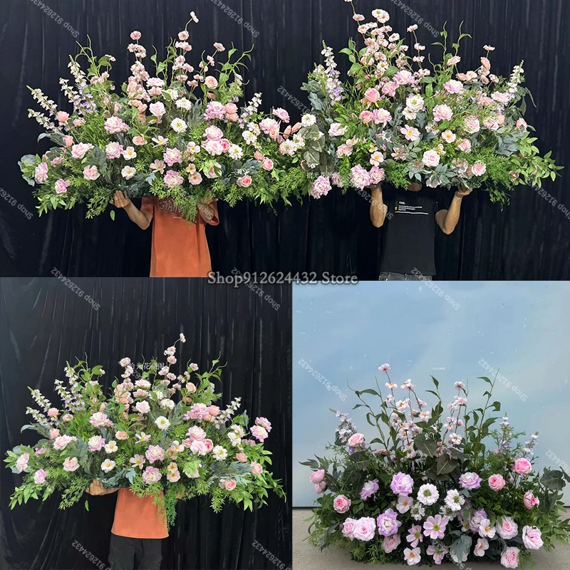 

Композиция из искусственных цветов, дорожное руководство по индивидуальному заказу, напольный цветок, свадебная вечеринка, цветочный ряд, композиция, уличный реквизит