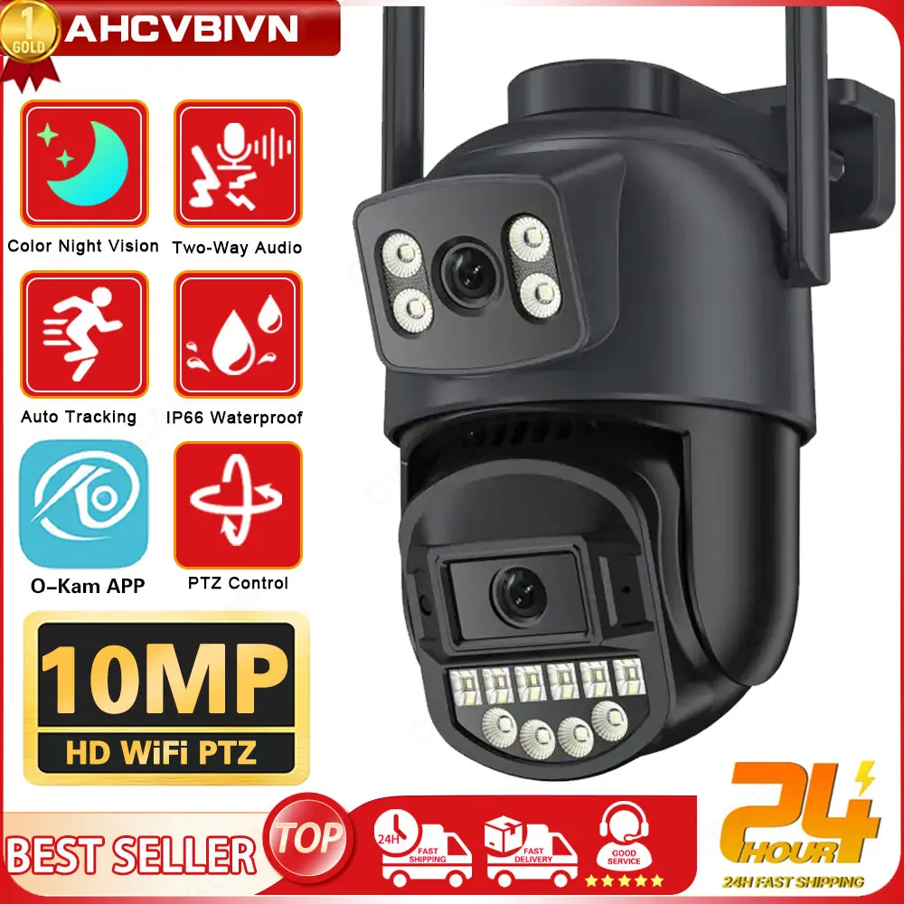 

5K 10MP HD Wifi PTZ Camera Outdoor 5MP Dual Lens Dual Screen AI Auto Tracking IP Camera CCTV Audio Video Surveillance P2P O-Kam