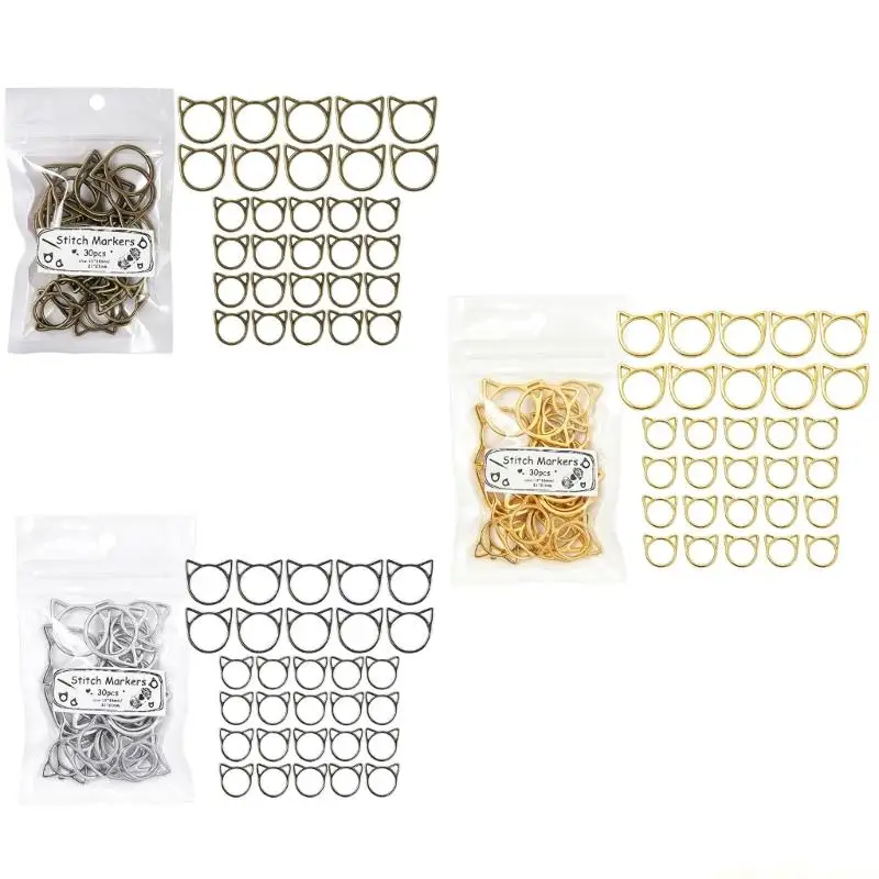 QX2E Crocheting Marker Set, Set of 30, Ear Crochet Counters, Large and Small Open Size for Knitting Repeat Control Use