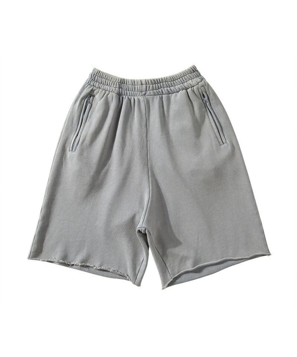 Shorts esportivos de algodão grosso solto masculino, streetwear casual masculino de hip-hop, treino corredor, Kanye Grey West, verão