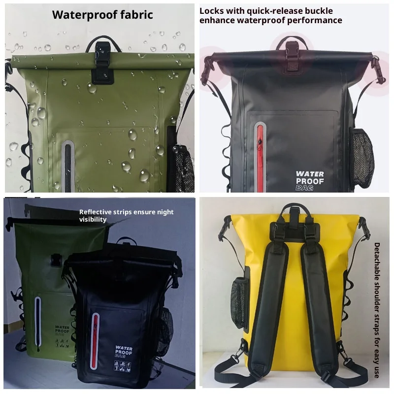 PVC Waterproof Dry Bag Backpack Capacity For Kayak Canoe Rafting Diving Beach Swimming Trekking Camping Shoulder Storage Bag