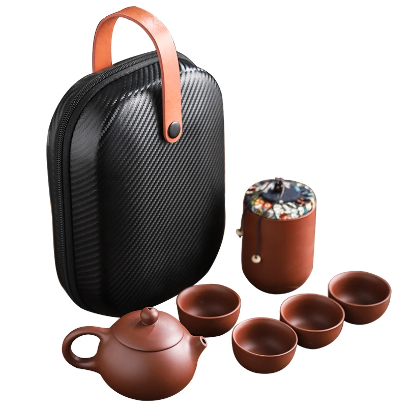 custom travel tea set portable tea purple sand kung fu teapot