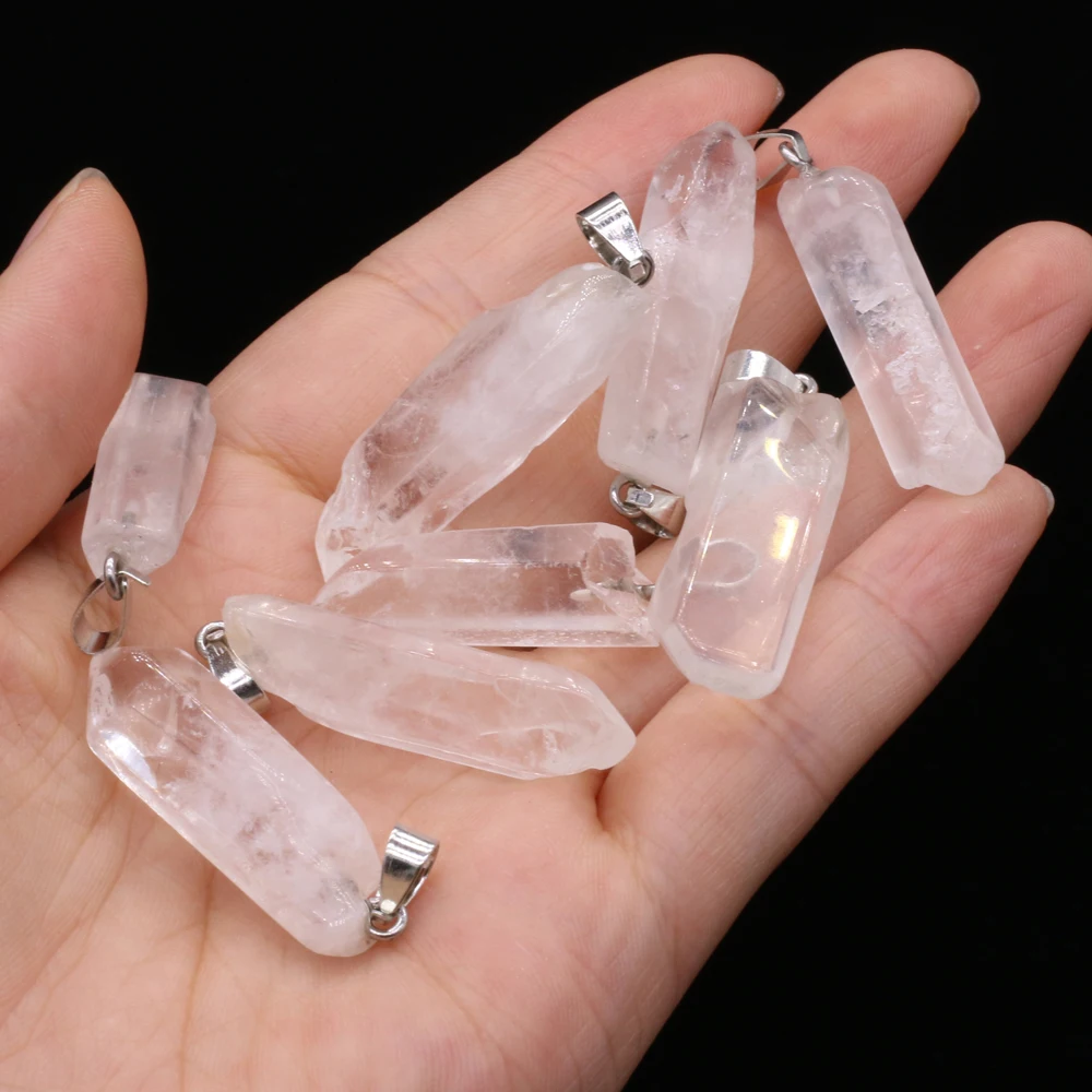 Clear Quartz Irregular Shape Natural Stone Semi-Precious Crystal Pendant DIY Necklace Earrings Jewelry Accessories