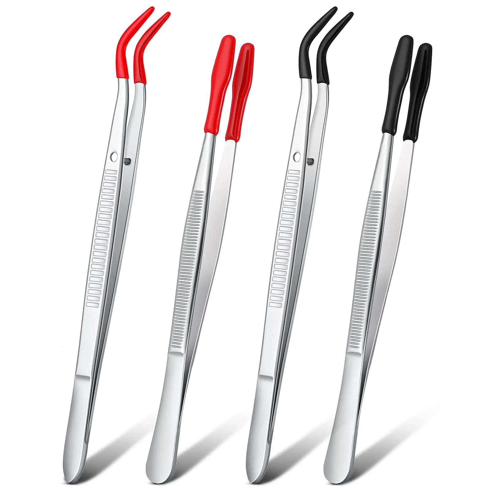 

Пинцет Пинцет с изогнутыми наконечниками и резиновыми наконечниками с ПВХ-покрытием и пинцетом с резиновым покрытием, мягкий нержавеющий стальной пинцет, 4 шт.