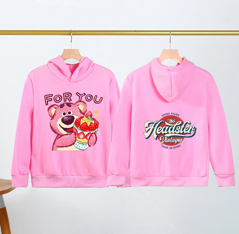 

Strawberry Bear Kids Hoodie Cartoon Print Autumn/Winter Long-sleeved Sweatshirt