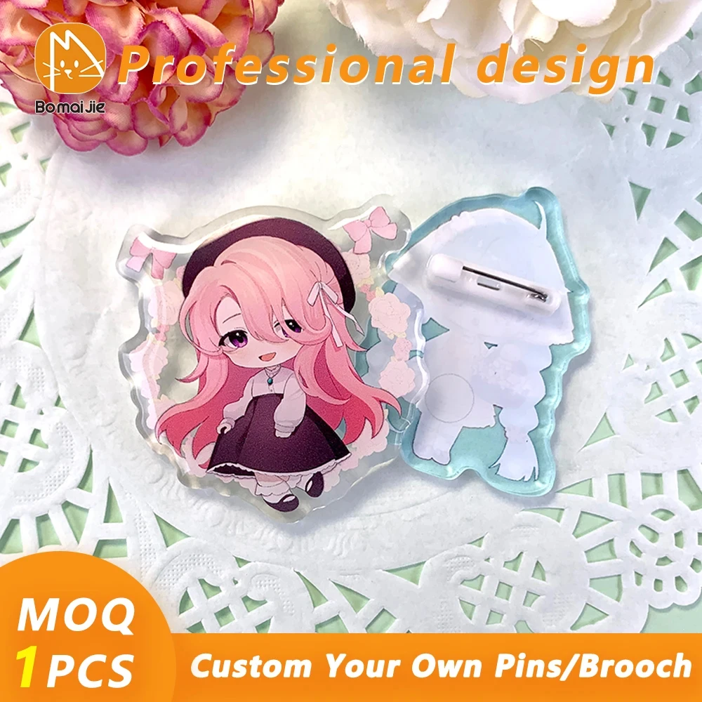 New Custom Acrylic Brooches Popular Fashion Clothing Bags Accessories Kids DIY Personalized Logo Company Design Gifts Pins