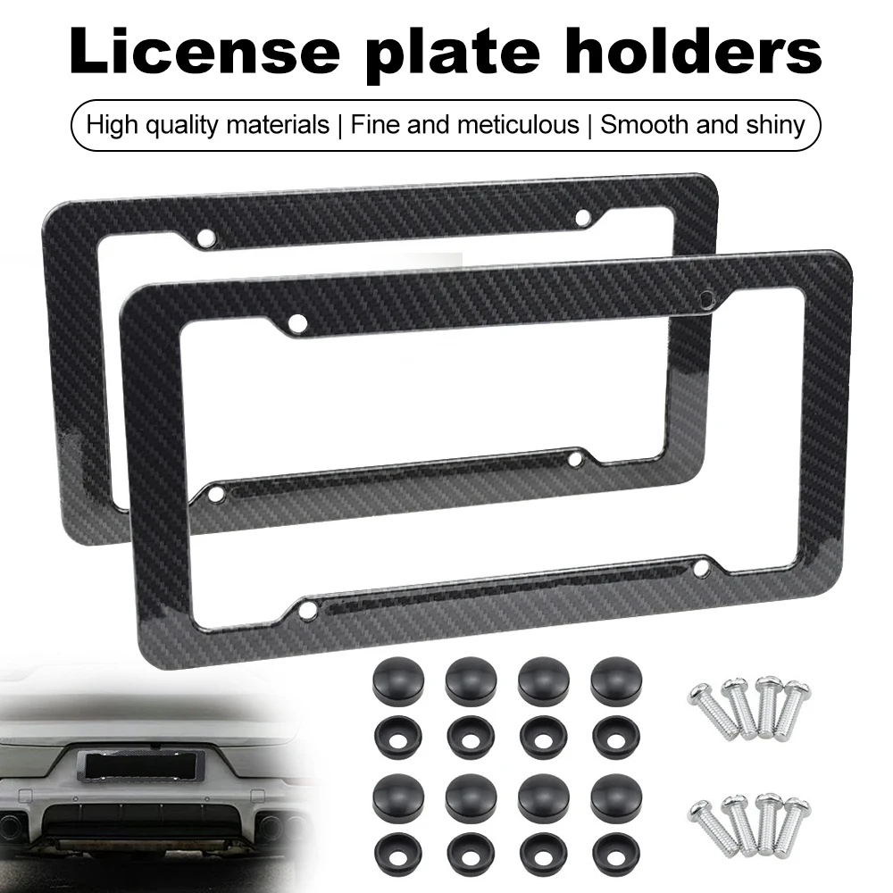 1/2pcs Universal 30X15CM License Plate Frame Carbon pattern Plastic Holder Cover With Mount Hardware,Screws