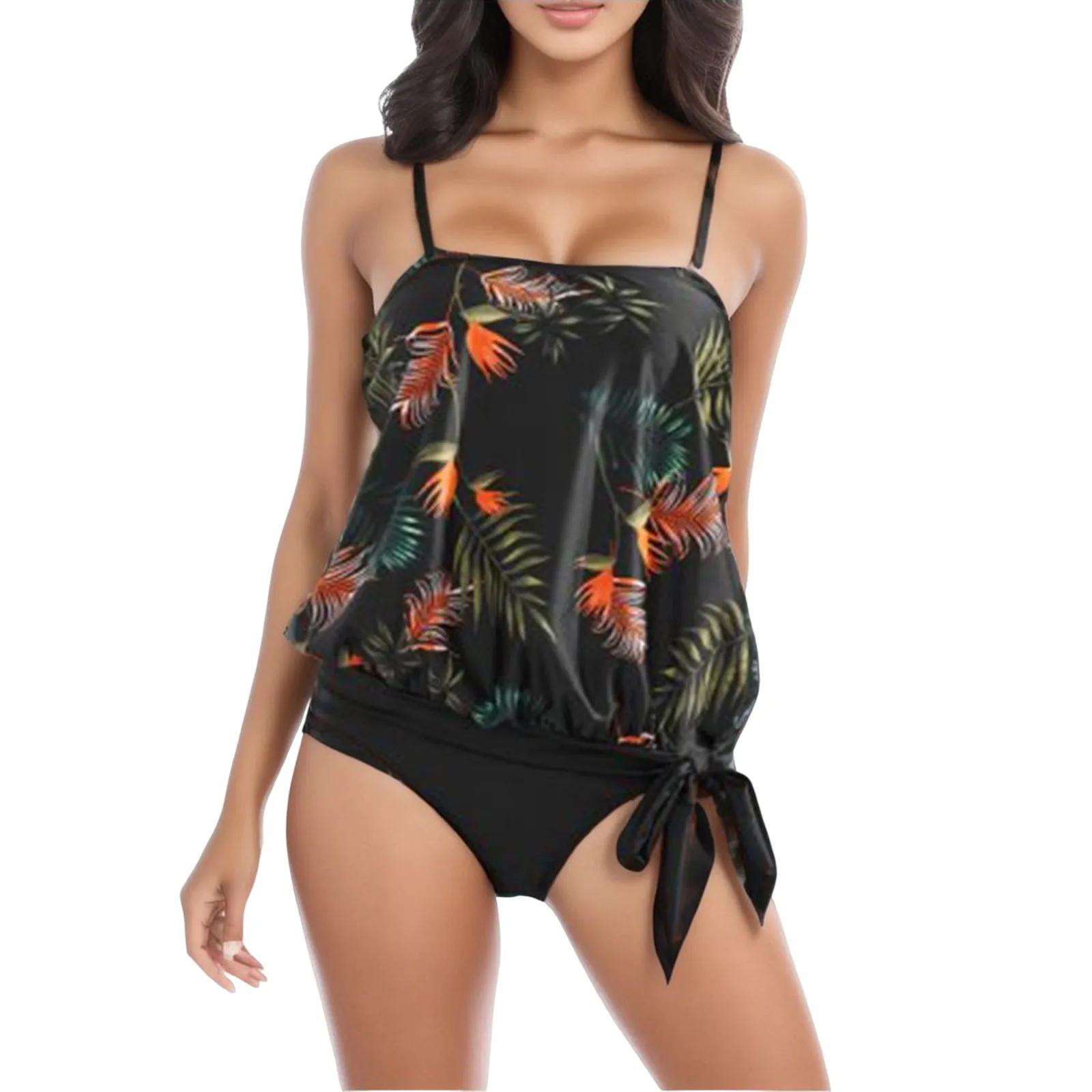 

Two Piece Swimsuit For Womens Flower Print Spaghetti Strap Tankini Sets High Waisted Bathing Suit 2024 Summer Swimsuit Beachwear