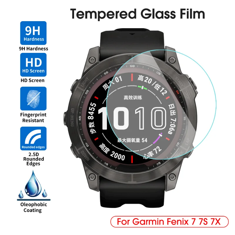 Protector de pantalla de vidrio templado para reloj inteligente Garmin Fenix 7S 6 6S 6X Solar 5 5S, película HD antiarañazos para Garmin Fenix 7 6 5