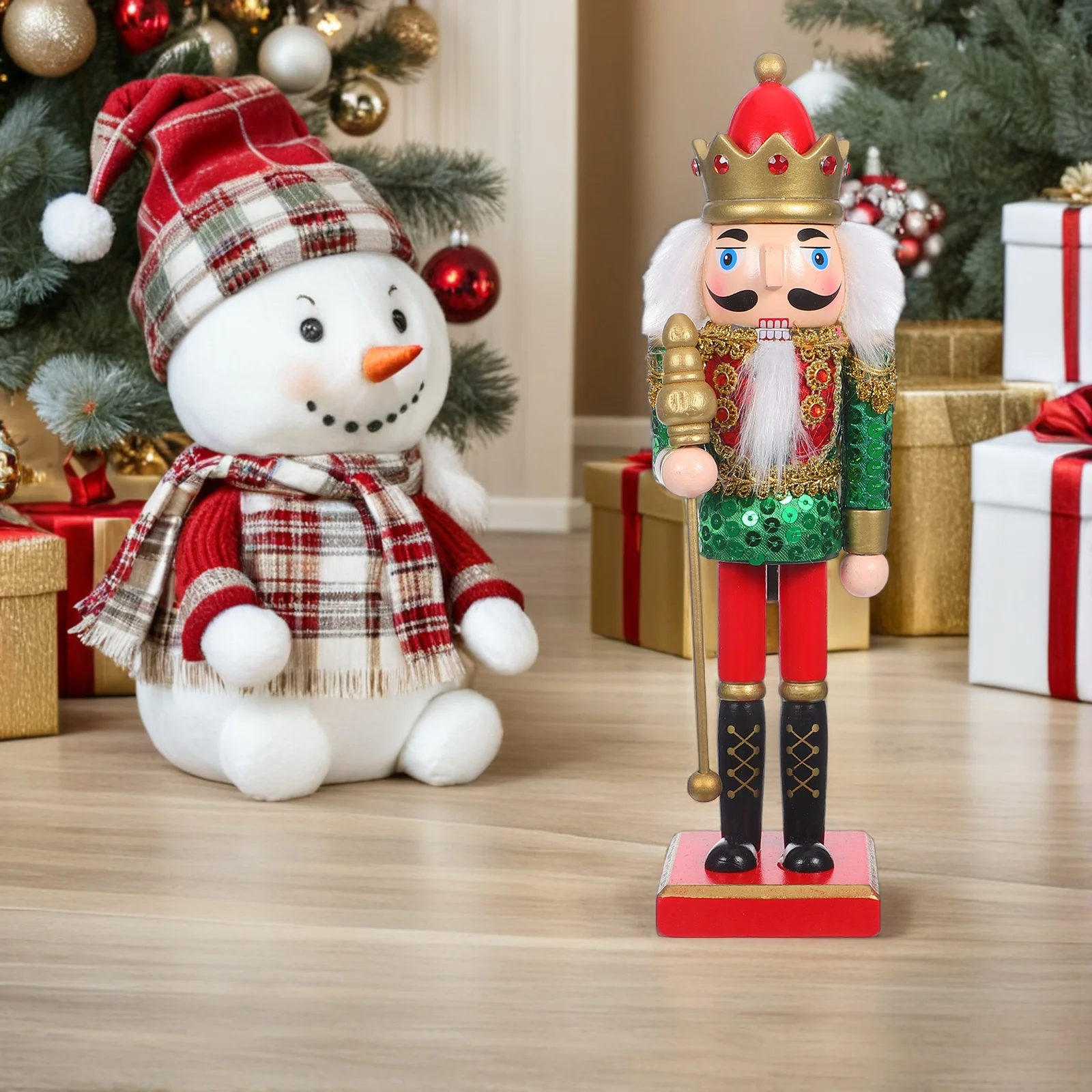 

25Cm Wooden Nutcracker Soldier Christmas Decoration Desktop Table Ornament Holiday Xmas Puppet Small For Shelf