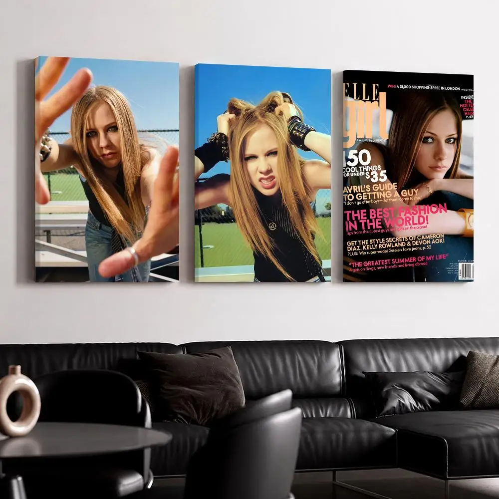 Singer Album A-Avril Lavigne Framed Wall Painting Canvas Poster Ready to Hang Wall Art for Bedroom Living Room Home Decor Gift
