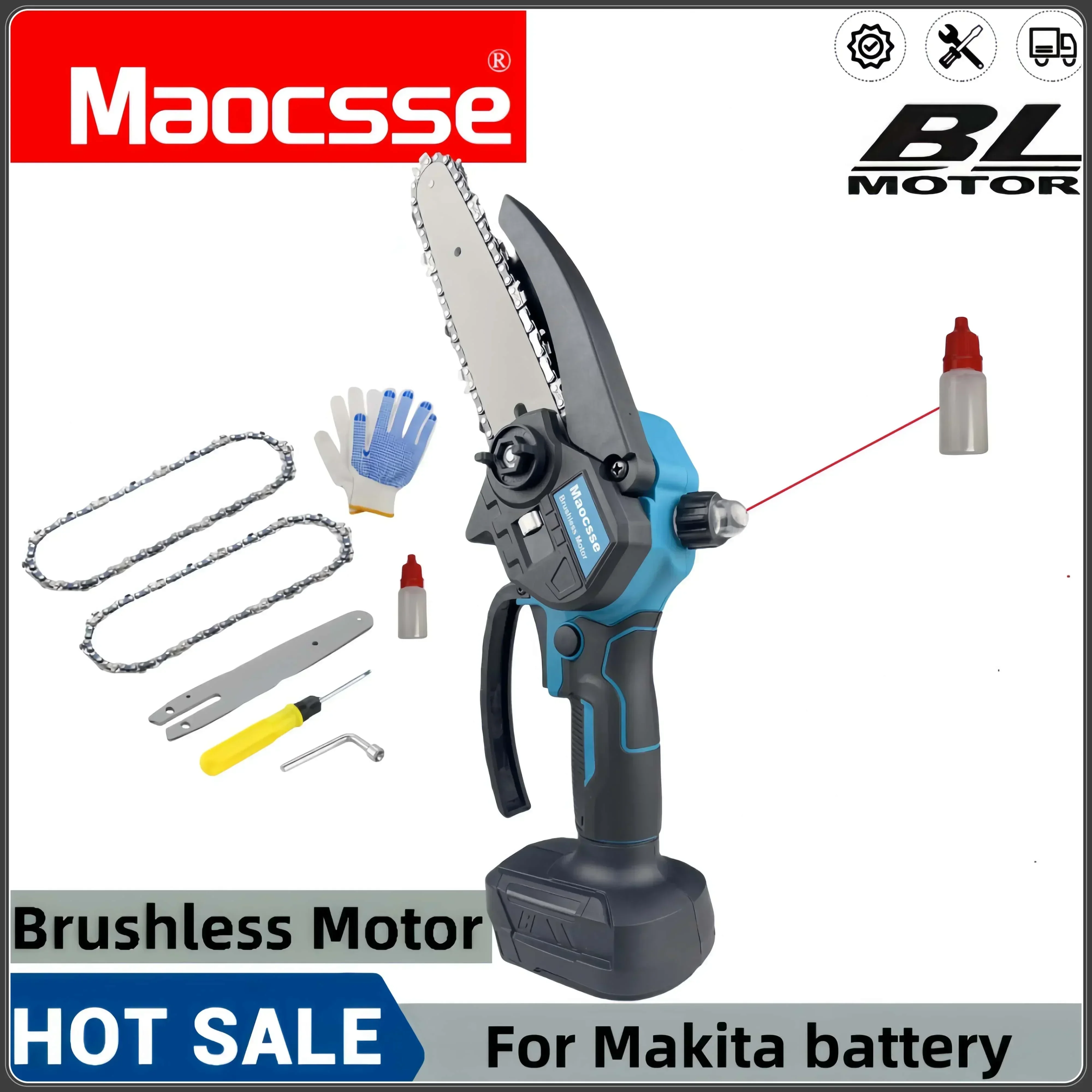 

Makita 18V 6Inch Brushless Electric Saw With Oiler Efficient Cordless Woodworking Garden Logging Saw Tool For Makita Battery