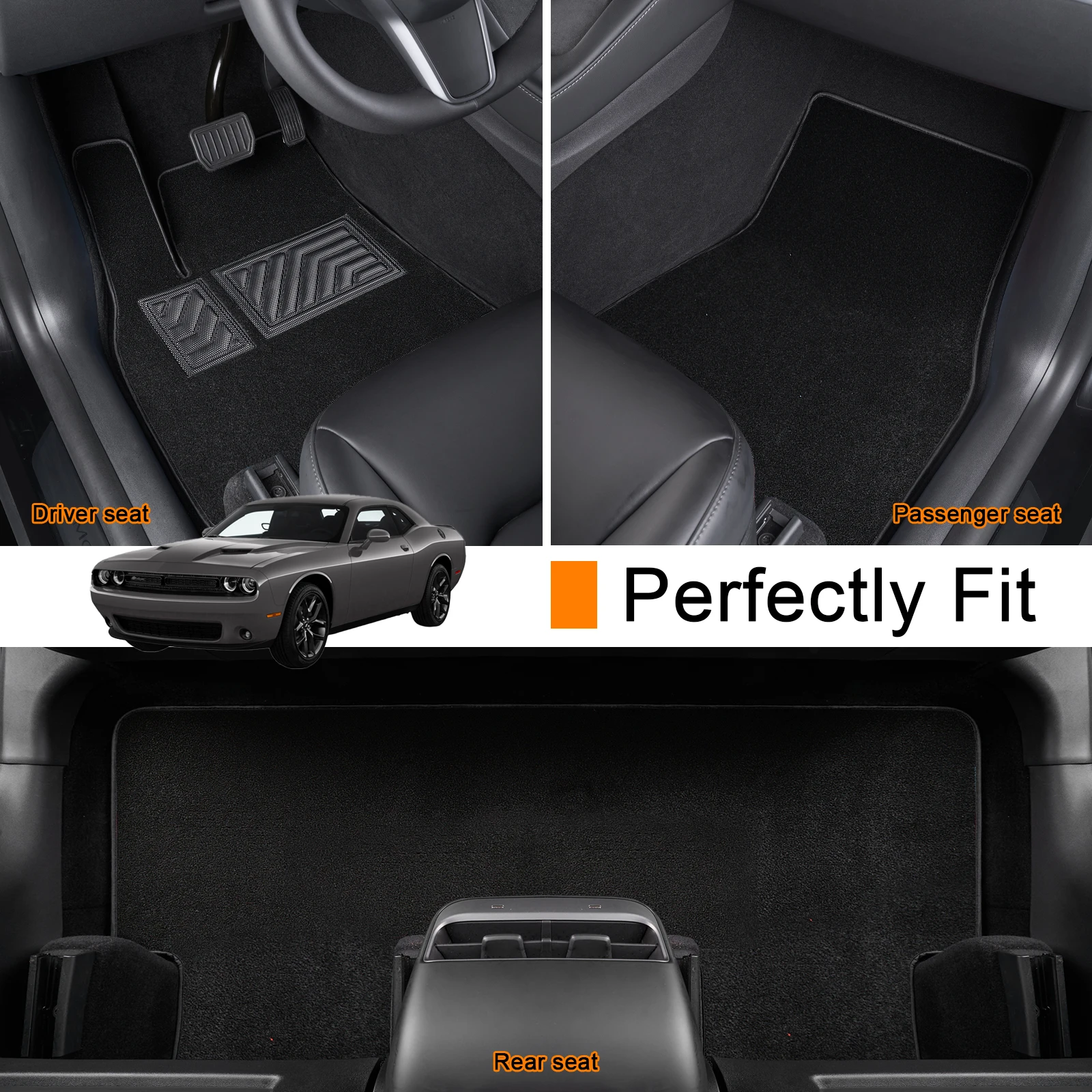 

Custom car floor mat for Dodge Challenger-AWD 2008-2023 Carpet Cover Waterproof Non-slip Protector Accessories parts