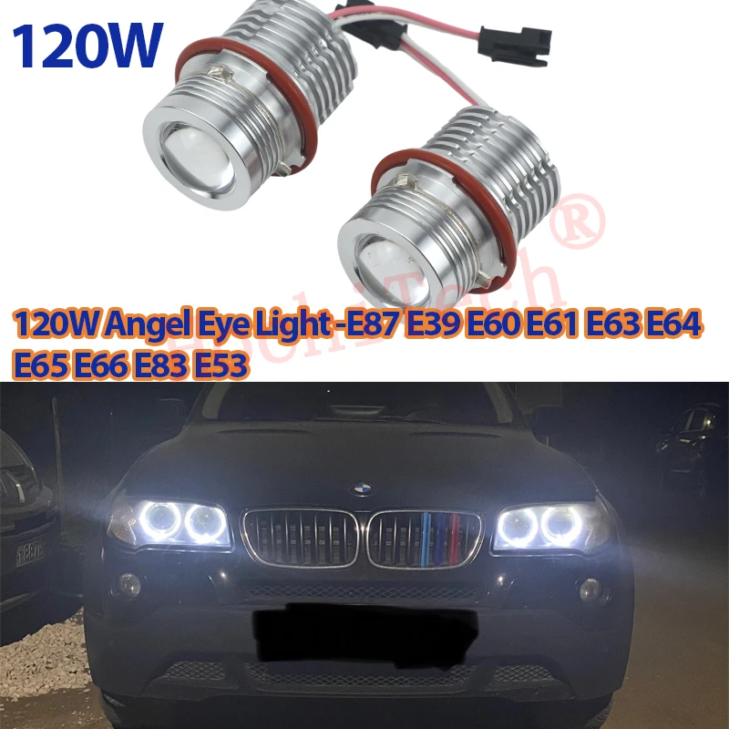 120W LED Angel Eyes White Light for BMW E39 E53 E60 E61 6312694048 63126916097 63126929309 Car Halo Ring Headlight Marker Bulbs