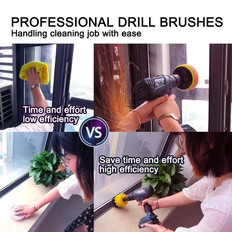 3.5\'\' Drill Brush Kit Electric Scrubber Brush for Cleaning Bathroom Bathtub Cleaning Brush Scrub Drill Cleaning Kit