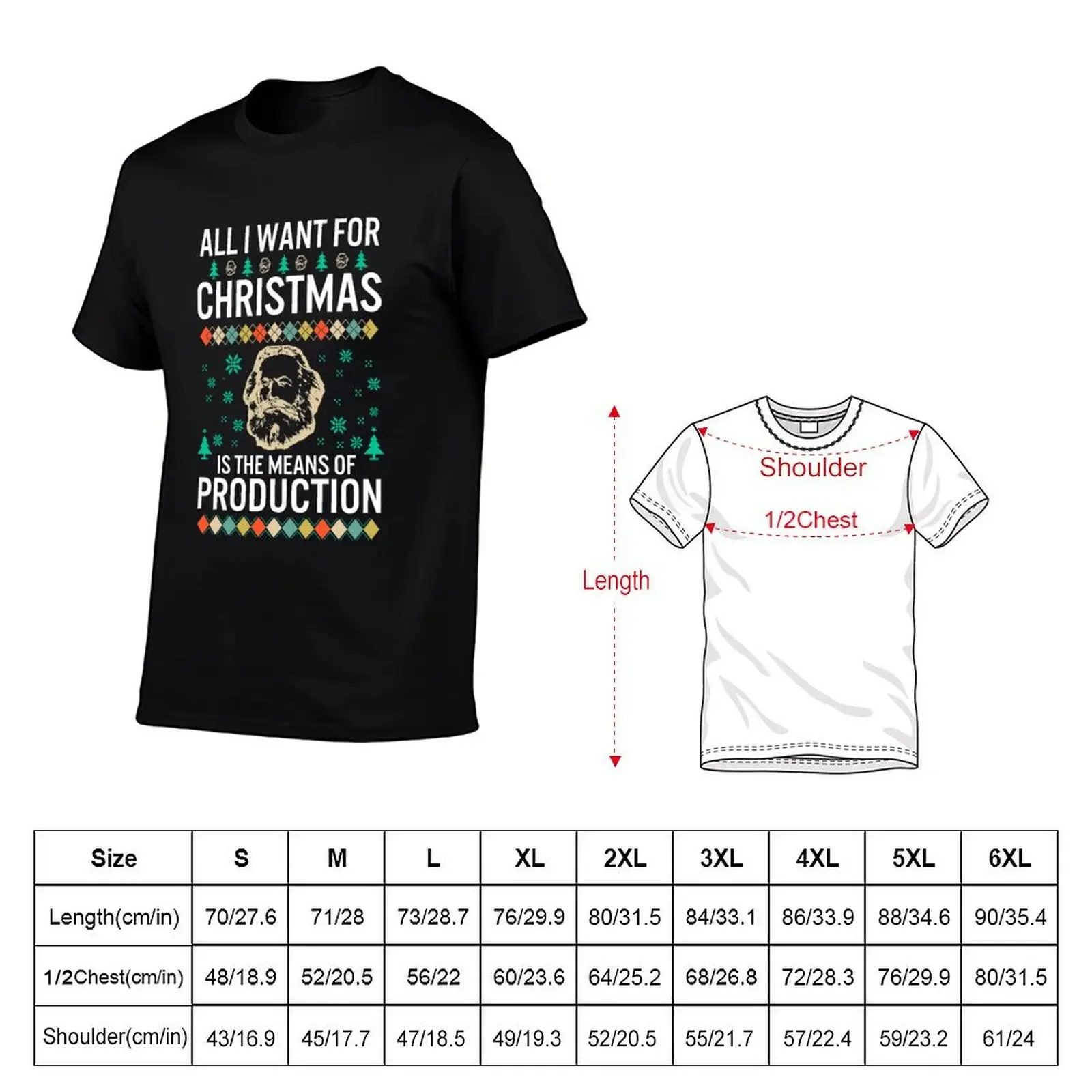 Karl Marx Christmas Red Ugly Sweater All I Want For Xmas Is The Means Of Production Gift T-Shirt(4XL 5XL 6XL No Shipping)