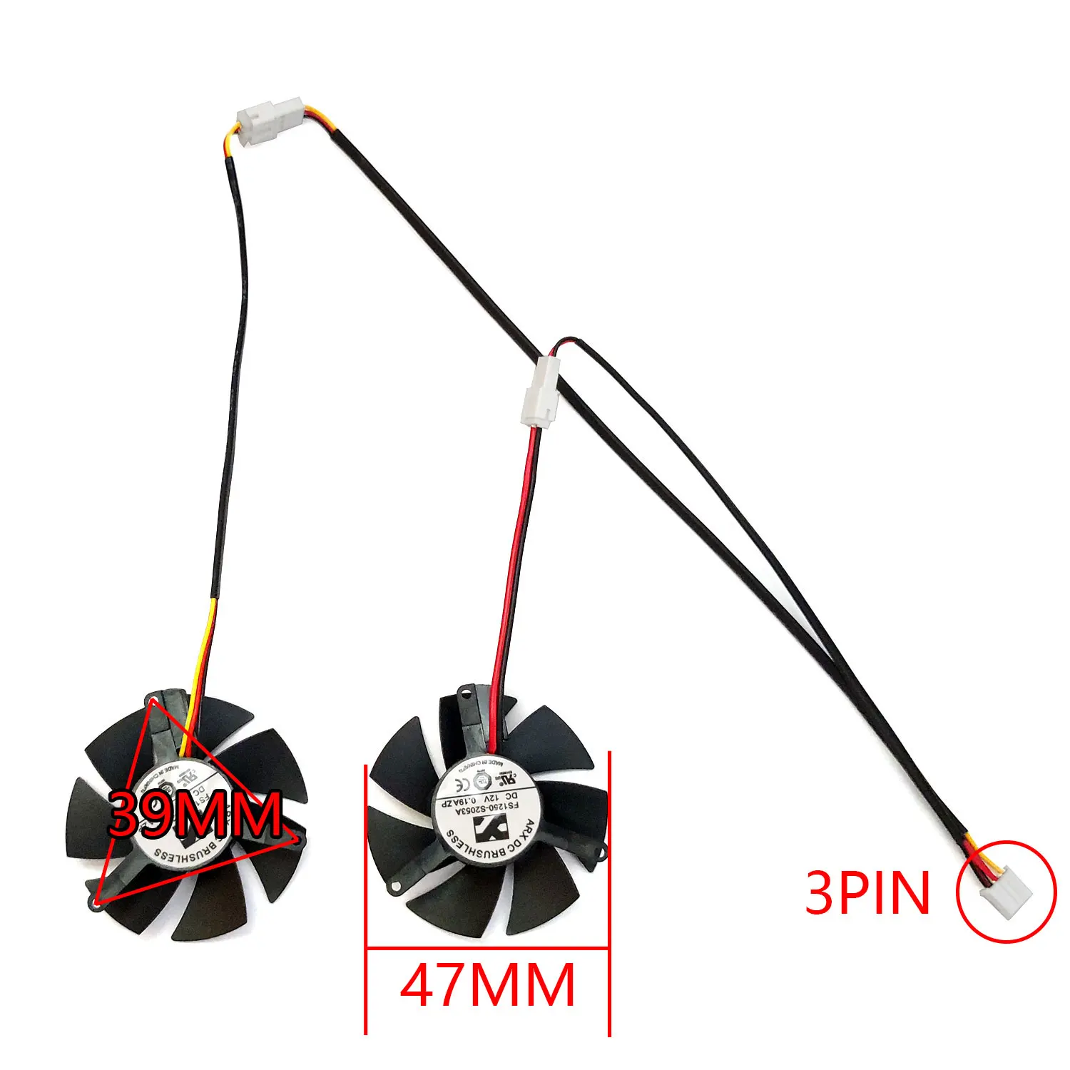 NEW 47MM 3PIN FS1250-S2053A FS1250-A1042A6FL GTX 1650 GPU Fan，For Gigabyte GTX 1650 D6 OC Low Profile 4G Video Card Cooling Fan