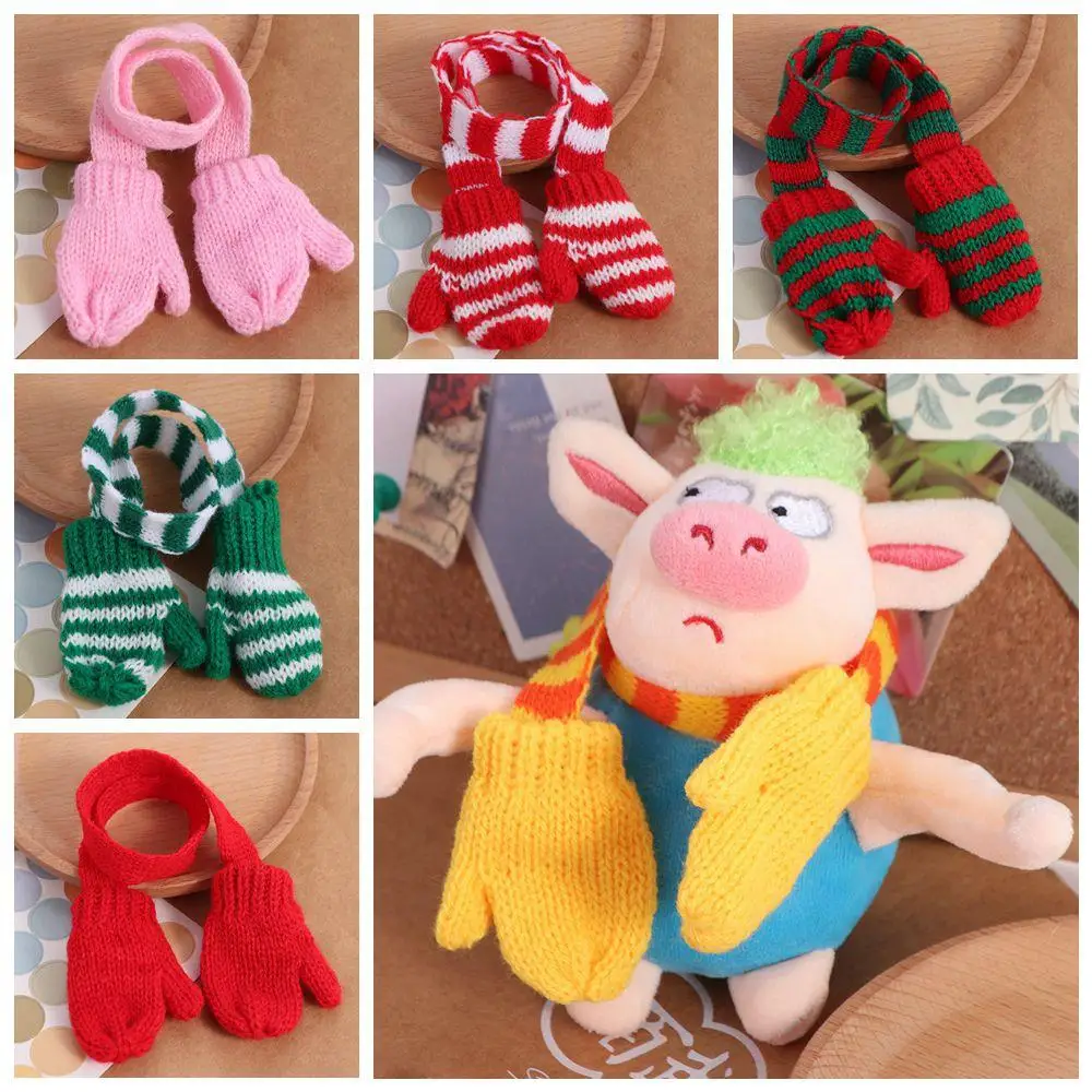 Mini Christmas Gloves Scarf One-Piece Yellow Duck Doll Decoration DIY Bag Shoes Pretend Play Soft Clothing Accessories