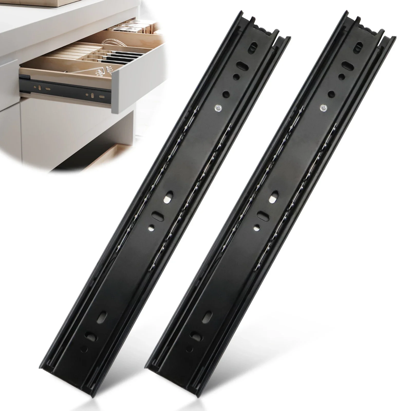 

1pair Soft Close Drawer Slides, Heavy Duty Full Extension Drawer Runners Kitchen Drawer Slides Ball Bearing Cabinet Drawer Rails