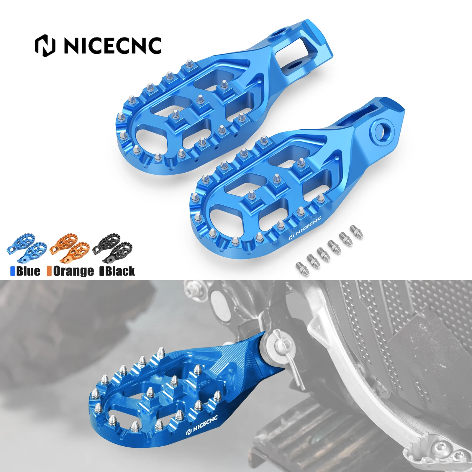 

NICECNC For Husqvarna TE 300 2024-2025 TE 250 FE 250 FE 350 FE 450 57mm Wide Forged Foot Pegs Footrest TX 300 FC FX TC 2023-2025