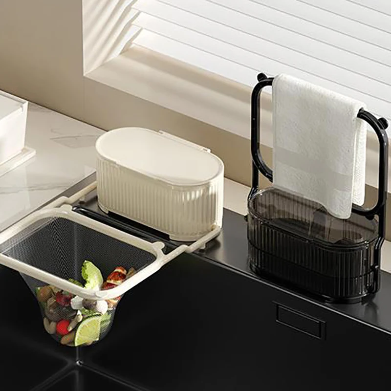 Kitchen Two-in-one Sink Filter Rack Suction Cup Disposable Leftovers Filter Garbage Drain Rack