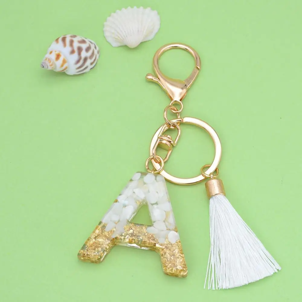 Cute Resin Material Couple Gift Glitter Keyring Letter Keychain Alphabet Key Chain Bag Pendant