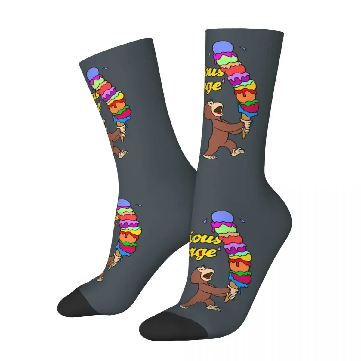 Curious George Has An Ice Cream Treat Socks Harajuku High Quality Stockings All Season Long Socks Accessories for Man's Woman's