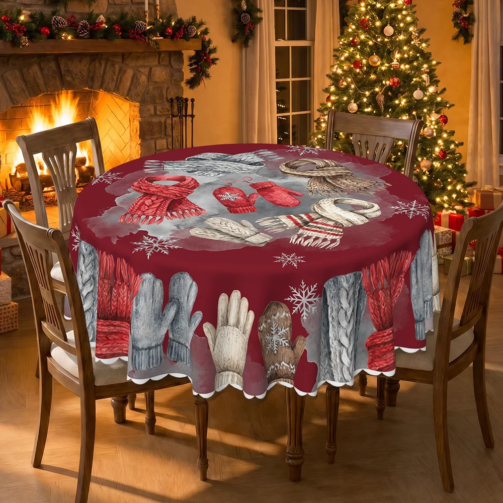 Winter gloves and scarves, polyester printed tablecloth, round tablecloth