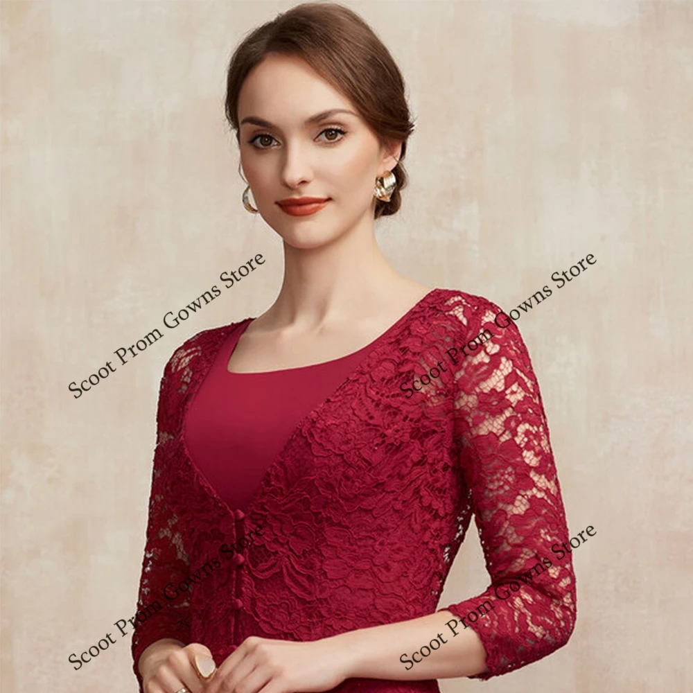 فساتين أم العروس باللون العنابي 3/4 كم فساتين حفلات الزفاف للنساء 2025 صيف جديد شيفون للشاطئ رداء السهرة