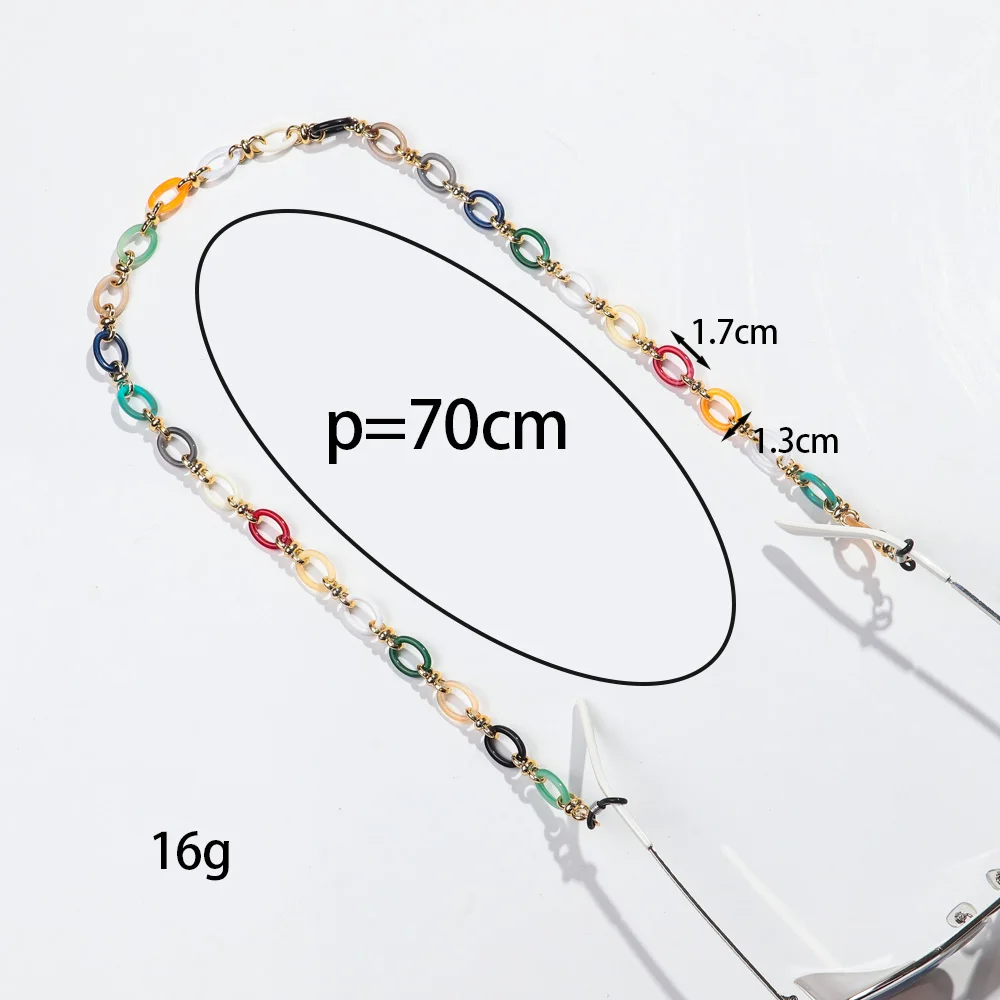 New Colorful Acrylic Oval Link Glasses Chain Strap for Women 70cm Hanging Neck Mask Rope Sunglasses Lanyard Cord Accessories