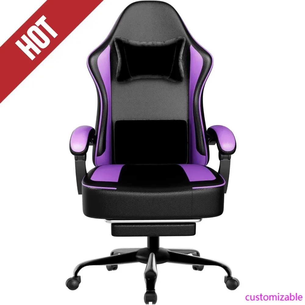 

Игровое кресло HOT-Gaming с подушкой на пружинном блоке и подставкой для ног, эргономичное компьютерное кресло для взрослых, дышащее игровое кресло из искусственной кожи.