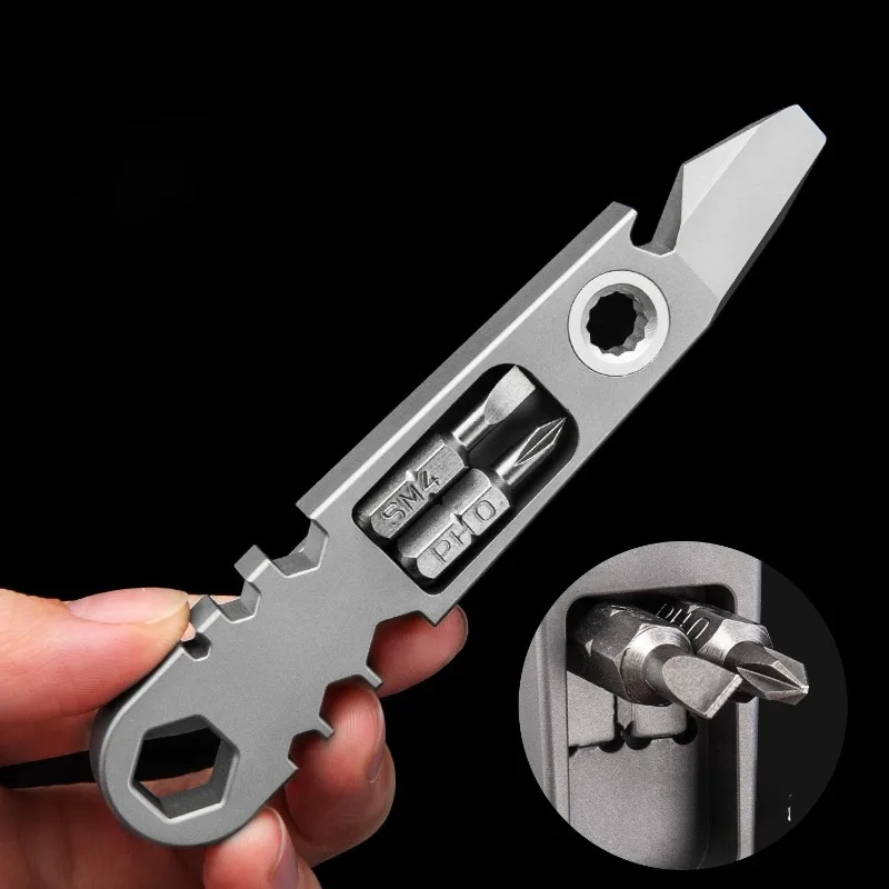 Titanium Alloy Multifunctional Crowbar Portable Ratchet Screwdriver Bottle Opener Nail Puller Outdoor Repair Tool