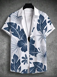 Hawaiian Men's Shirts Summer Tropical Plants Print Short Sleeved Tops Oversized Seaside Holiday Single Breasted Casual Clothing