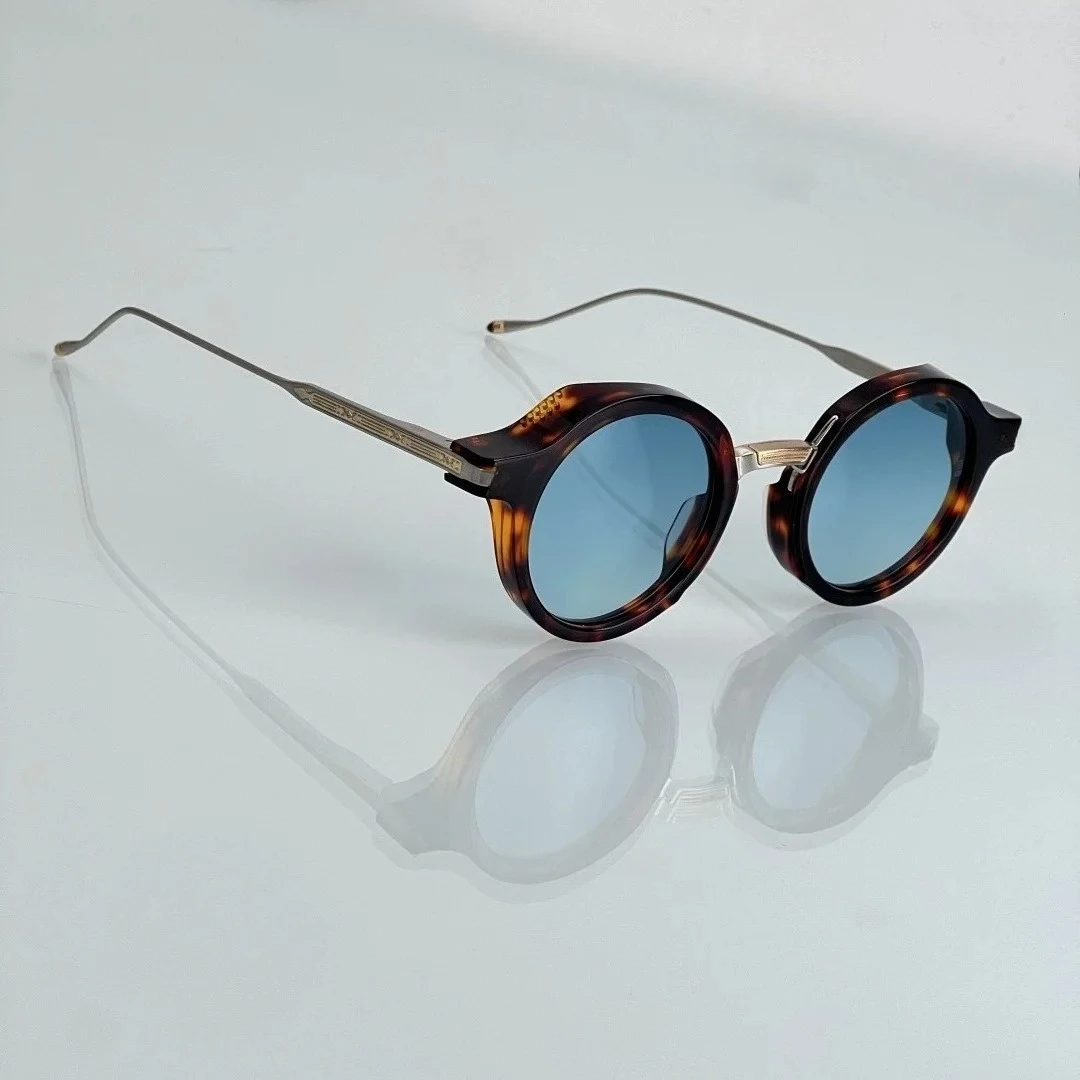 Classic Acetate Round Sunglasses Men Women Handcrafted High Quality Design UV400 Protection Outdoor Eyewear